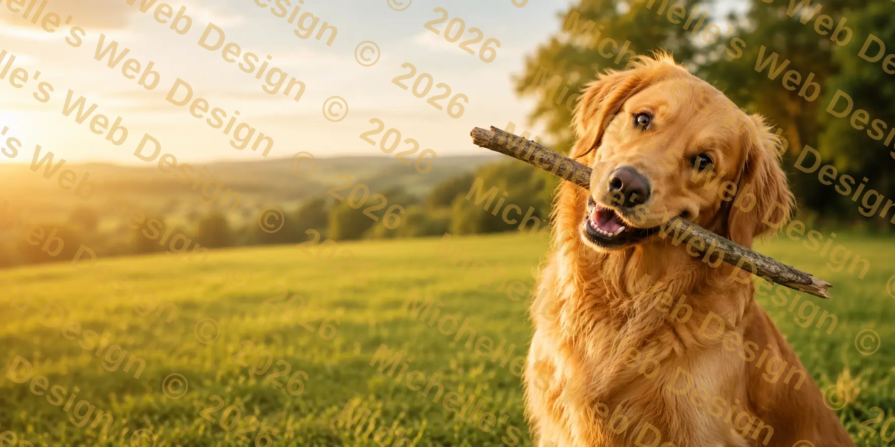 Golden Retriever in golden light