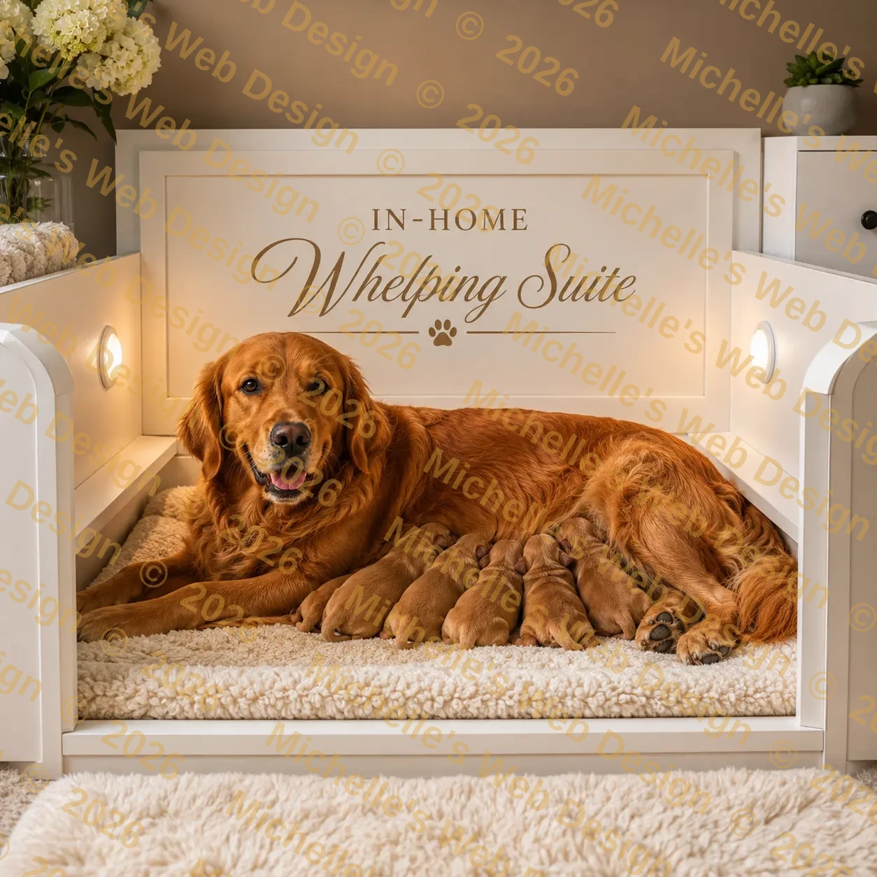 In-home whelping suite where puppies are born and raised